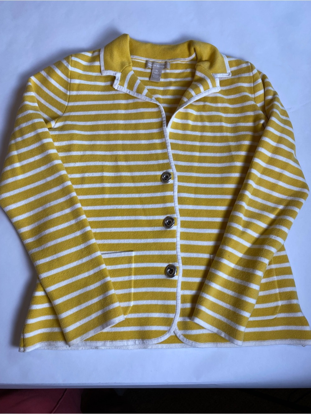 Banana Republic Yellow and White Striped Knit Top